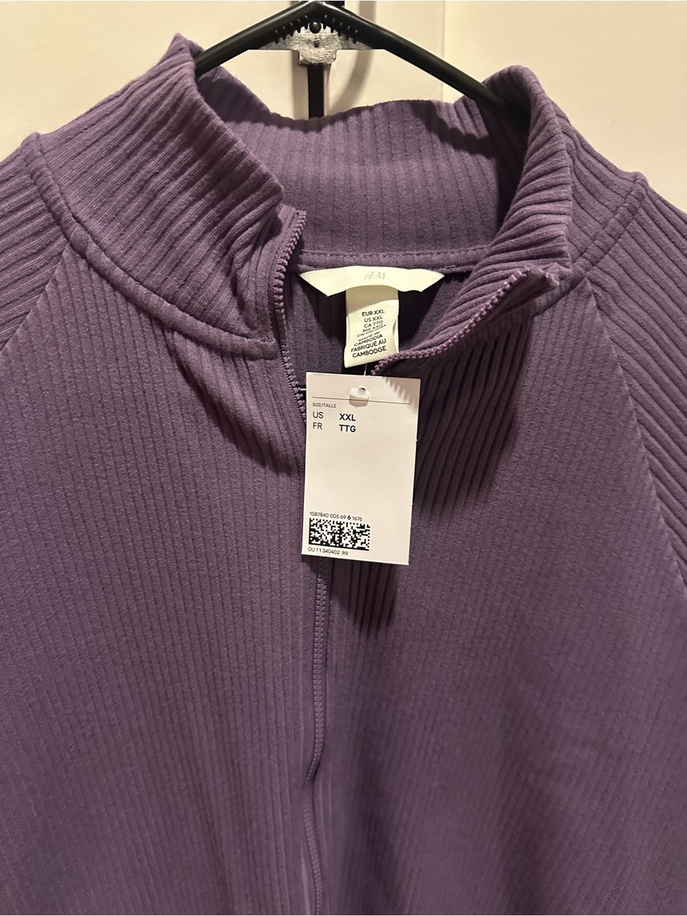 🆕 H&M Ribbed Double-Zip Pullover in DeepLavender - Picture 4 of 4